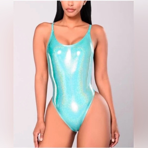 Fashion Nova Other - Fashion Nova Shimmering Aqua One Piece Swimsuit